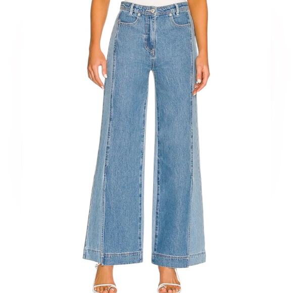 Something Navy Revolve Two Toned Wide Leg Jeans size 30 Slit leg - Picture 1 of 8